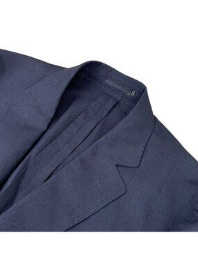 NEW SuitSupply Men’s Bespoke itravel Havana Patched Slim Blazer Navy Plaid • 36S